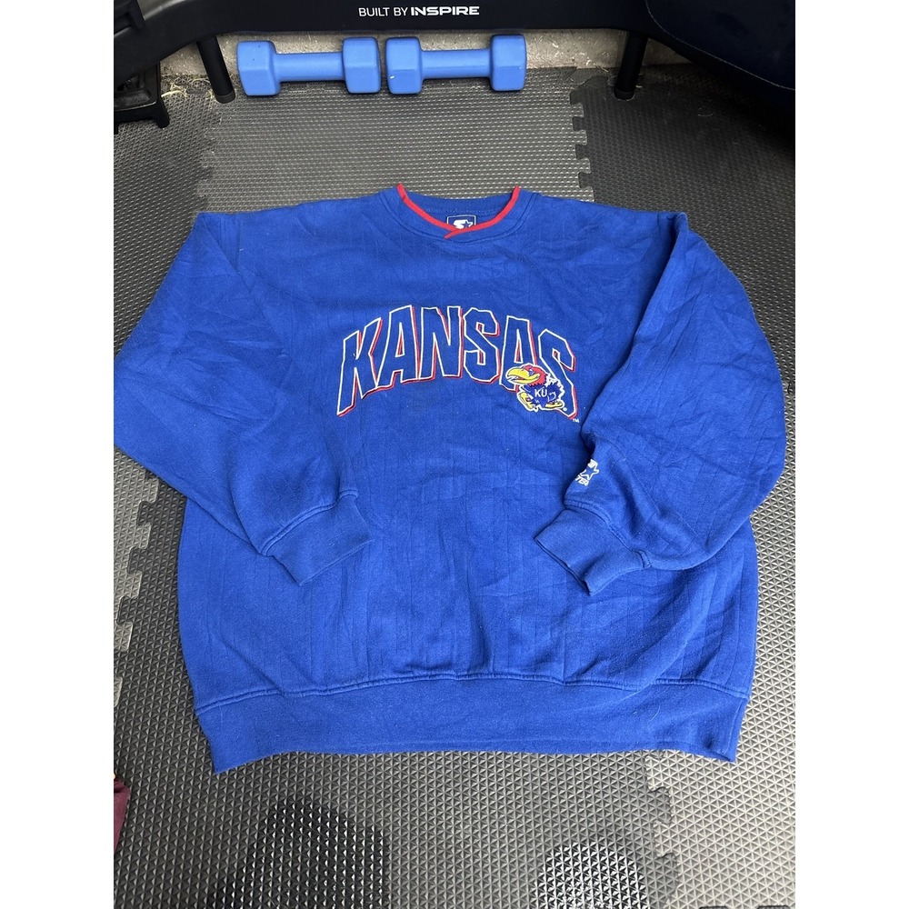 Vintage Starter Kansas Jayhawks NCAA Crewneck Sweatshirt Men's XXL Blue Red